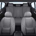 Car Seat Covers Full Set, Grey Leather Seat Covers, Breathable Front and Back Car Seat Protectors, Wear-Resistant Seat Covers Universal Fit for Most Cars SUV Truck (Grey-Diamonds, Full Set)
