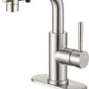 Ultimate Unicorn Brushed Nickel Single Handle Modern Bathroom Faucet with Pull Out Sprayer, 15.5" Retractable Hose, 360 Swivel Spout, Pop Up Drain, Stainless Steel, 1 Hole Installation