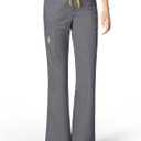WonderWink Women's Scrubs Romeo Six-Pocket Flare Leg Pant - XL, 6 Pockets, Elastic Waistband with Convertible Drawstring (Pewter)