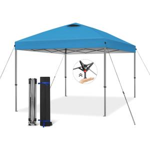 Explore Land 10x10 Pop Up Canopy with One Push Setup Heavy Duty Outdoor Sun Shade Tent for Beach,Camping,Events,Parties(Blue)