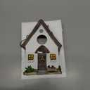 Bird Houses for Outside Rustic Cottage Birdhouse with Thatch Roof  Hand-Painted Resin Birdhouses for Outdoors for Bluebird Finches Cardinals Bird Nesting Garden, Patio, Yard (White)