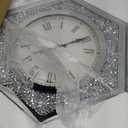 Large Wall Clock for Living Room Decor Crystal Crush Diamond Mirrored Sparkle Twinkle Bling Modern Wall Clock Big Silver Mirror Home Decorative 20 inch Silent Clock for Indoor Decor