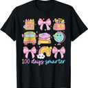 100th Day of School 100 Days Smarter Teacher Girls Kids T-Shirt, Size-S (Youth)