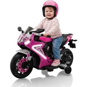 Kid Trax 6V Glow Electric Toddler Kids Motorcycle - Toddler Bike, Indoor/Outdoor Toys, Durable, LED Headlights and Body Light, Realistc Sounds, Kids Ride On Toys, Max Weight 65lbs, Ages 3+, Pink