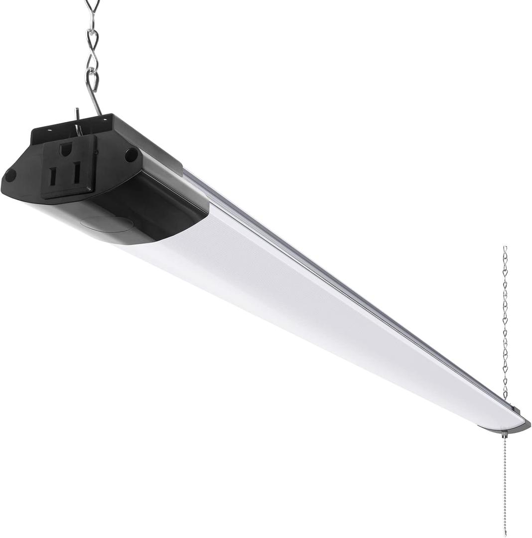 Barrina LED Shop Light for Garage, 10000LM, 84W, 4FT, 5000K Linkable Light Fixture for Workshop, Basement, Hanging or Flush Mount, Heat Dissipation with Pull Chain Switch, ETL, 1 Pack