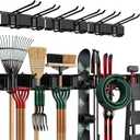 TIDYME Garage Wall Organizer | 48" Heavy-Duty Tool Storage Rack | Adjustable Double-Layer Hooks | 300 lbs Capacity | Carbon Steel Wall Mount Holder for Shovels, Rakes, Ladders & Power Tools
