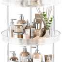 3 Tier Lazy Susan Bathroom Countertop Organizer, 360° Clear Rotating Makeup Cosmetic Perfume Storage Tray, Spinning Vanity Organizer Shelf for Bathroom Cabinet, Dresser, Kitchen(Large)