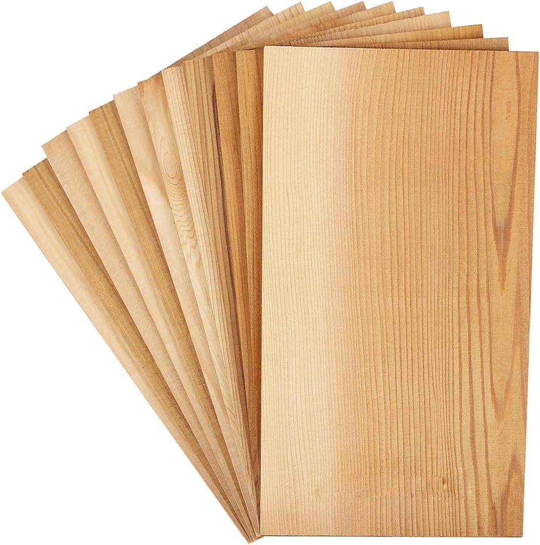 12pk Bigger Cedar Planks for Grilling Salmon, Western Red Cedar Old Growth Forest, Meat Fish and Veggies. Adding Extra Smoke and Flavor, Soaking Fast, Cedar Grilling Planks 11"x 5.75" Size