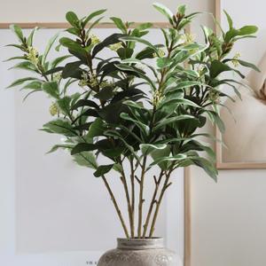 6PCS Artificial Greenery Stems 28.35 Long Stem, Fake Fiddle Leaves Branches, 2 Color-Mixed Tall Faux Plant for Vase Bridal Wedding Bouquet Table Centerpiece DIY Shop Office Home Floor Dcor