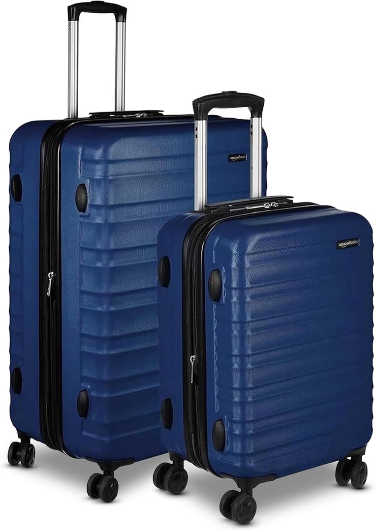 Amazon Basics 2-Piece Hardside Luggage Set (21", 30"), Expandable, Scratch-Resistant Finish, Telescoping Handle, Four Multi-directional Wheels, Navy Blue