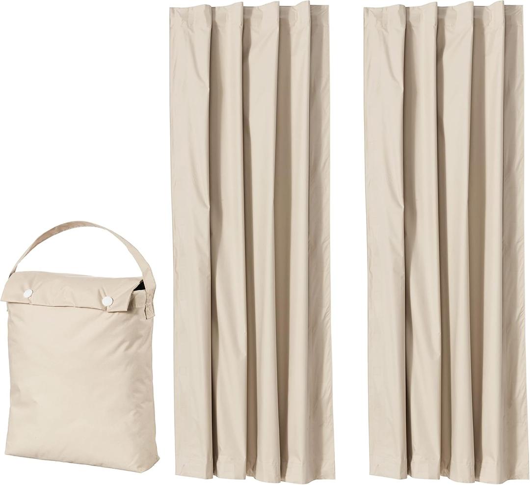 Portable Blackout Curtain Shade with Suction Cups, 50" x 78", 2-Pack, Beige