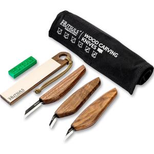 Hutsuls S.06 Wood Carving Knives Kit - Carvers Choice Whittling Knives for Precision Work, Complete Beginners Whittling Wood Carving Knife Set, Master Craft Wood Whittling Kit for Beginners Kids (walnut)