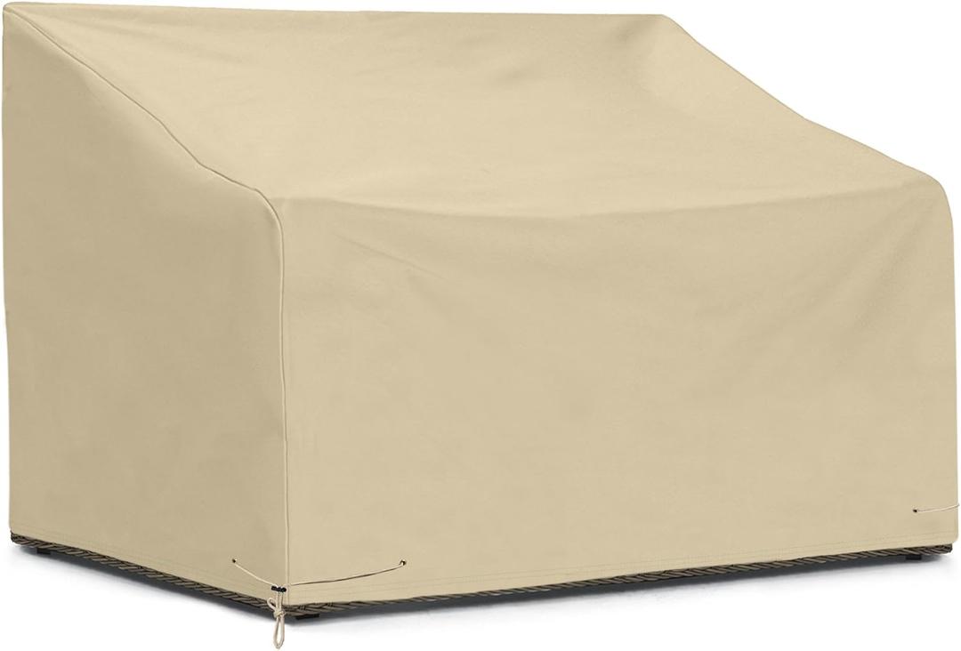 SunPatio Outdoor Sofa Cover 60 Inch, Heavy Duty Bench Covers, Patio Furniture Cover with Waterproof Sealed Seam, All Weather Protection, Beige