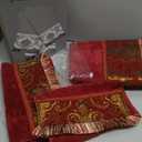 Loom and Mill Luxury Cotton Bath Towel Set 3 Piece-1 Bath Towel 1 Hand Towel 1 Wash Cloth, Ultra Soft Decorative Towel Sets Highly Absorbent for Bathroom, Classic Damask Design(Red)