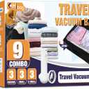 Travel Vacuum Bags with Electric Pump, Vacuum Travel Bags for Luggage and Suitcase, Combo 9 Pack