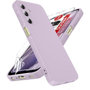 LeYi for Samsung Galaxy-A25-5G-Case: Samsung A25 5G Case with 2 Pack HD Screen Protector, Soft Liquid Silicone Shockproof Anti-Scratch Phone Case for Galaxy A25, Purple