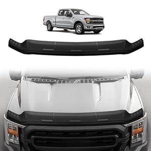 TripleAliners Hood Deflector Protector Compatible with 2021-2024 2025 Ford F150 F-150 Accessories Hood Protector TPE Bug Deflector Shield Replacement(Not Fit Tremor/ Raptor, 2024+Platinum/ King Ranch)