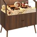 PROLEE Hamster Cage with Storage Cabinet,Large Hamster Encloure Chew Proof Wood,Clear View Hamster Habitat for Guinea Pig, Ferret, Rat, Hedgehog，47“ X 40” X 20“ (Walnut)