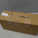 Drinking Glasses with Bamboo Lids and Glass Straw 4pcs Set - 16oz Glass Cups, Iced Coffee Glasses, Cute iced Tea Glasses, Beer Glasses, Ideal for Coffee Bar Accessories, Aesthetic Gift - 2 Brushes