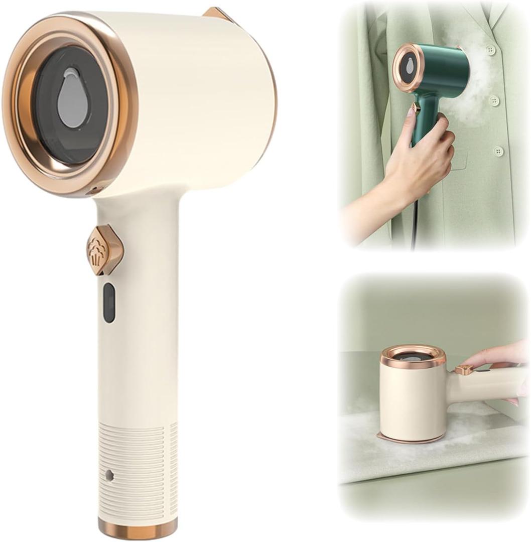 Portable Mini Ironing Machine, Travel Mini Steam Iron, Handheld Mini Ironing Machine for Clothes, Fast Preheating Steam Dry Ironing for Home and Travel (Beige)