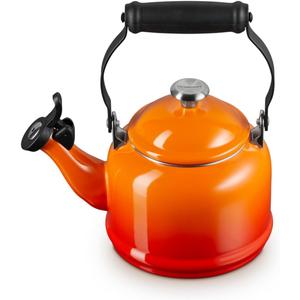 Le Creuset Enamel On Steel Demi Tea Kettle with Metal Finishes, 1.25 qt., Flame (1.3 Quarts)