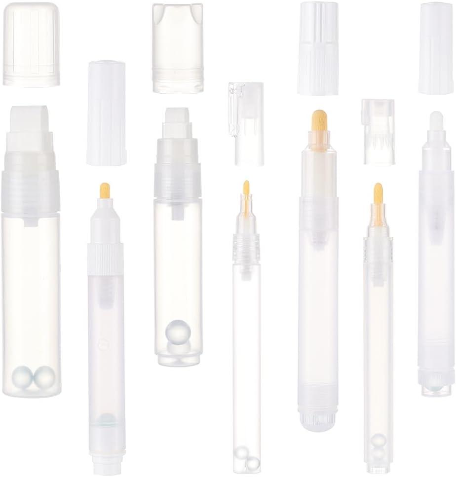 7pcs Empty Refillable Paint Pens, Empty Plastic Paint Marker White Paint Pens Fine Point Empty Refillable Markers for Oil Painting Graffiti Wood Ceramic Metal Paper Drawing Art Supplies