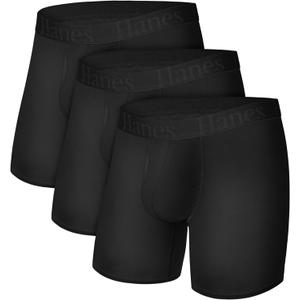 Hanes Men's Underwear, SuperSoft Viscose from Bamboo, 3-Pack, Sexy Men's Underwear, Regular- Leg Boxer Briefs (Black) XL
