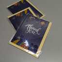 3 x CRTURUNIQ Luxury Navy Blue Thank You Card with Silver Foil - 5x7 Large Blank Note Card with Thick Gold Envelope & Sticker - Premium Heavyweight Cardstock for Wedding, Business, Sympathy & Men