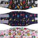 CuteBone Dog Diapers Male Washable Belly Band for Male Dogs Wraps Black 3pcs a Pack DM54L (L(17"-21"))