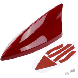 Shark Fin Antenna, AM/FM Signal Roof Aerial Universal for Car Auto SUV Truck ABS Material with Adhesive Base Dark Red
