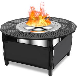 40-Inch Fire Pit Surround for Solo Stove Surround, 360 Safety Protection for Solo Stove Bonfire Accessories, Rust-Resistant Metal, Resistant to High Temperatures, Inner Diameter of 24 Inches