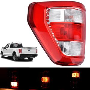 Tail Light Assembly Compatible With 2021 2022 2023 2024 Ford F150 F-150 XL Left Driver Side Taillight Brake Lamps with Bulb and Harness Replace ML3Z-13405-E