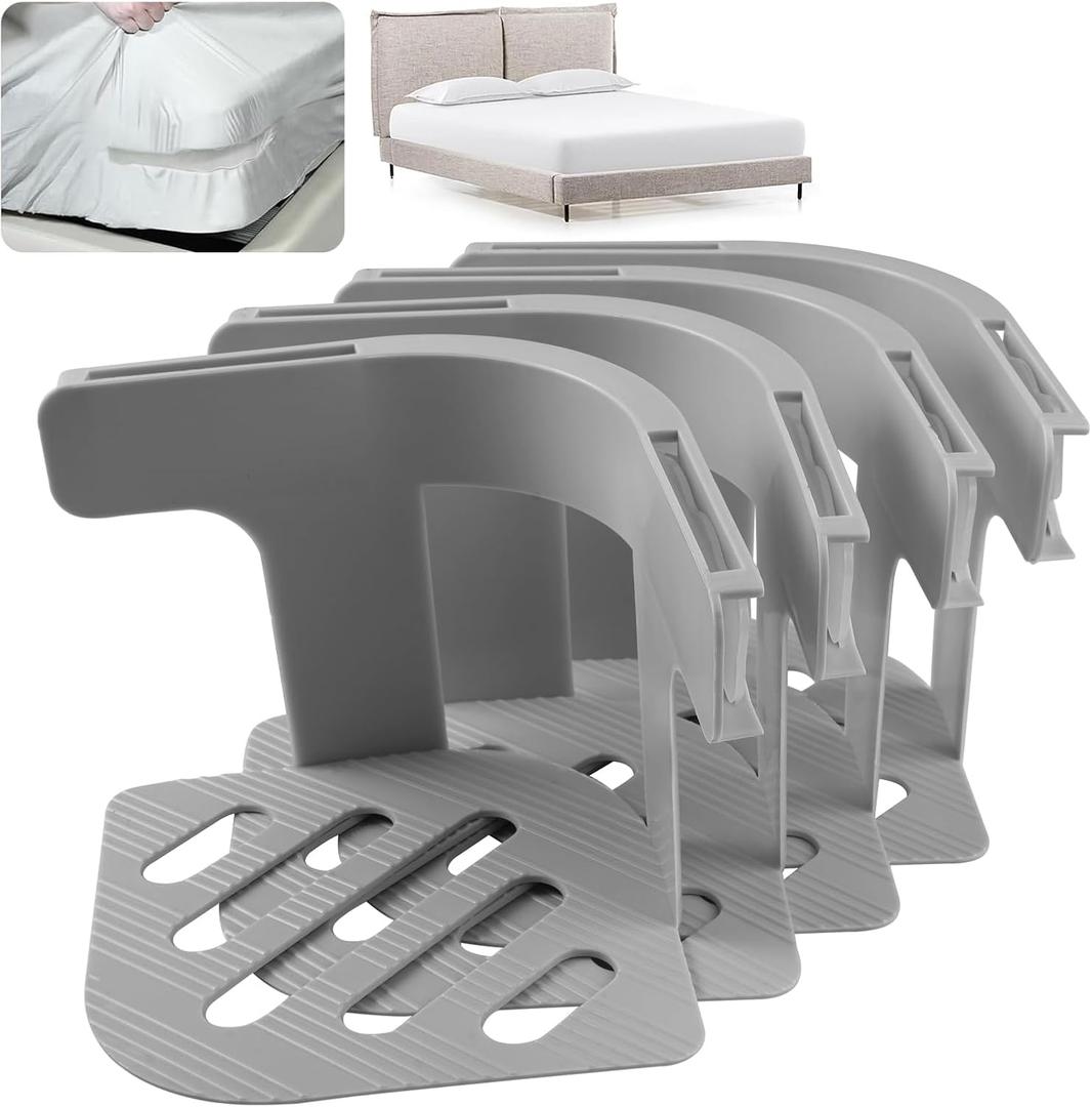 Antetek Sheet Holder, Heavy Duty Fasteners for Twin Queen King Beds, Secure Fitted Sheets, 4 Pack, White (white1)