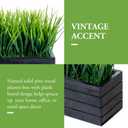 MyGift 14 Inch Artificial Green Grass Plant in Vintage Black Wood Planter Window Box, Faux Greenery in Decorative Rectangular Crate Style Wooden Container