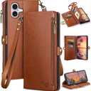 XcaseBar Compatible with iPhone 17 6.3" Wallet case with Zipper Credit Card HolderRFID Blocking,Flip Folio Book PU Leather Phone case Shockproof Cover Women Men for Apple 17 case Light Brown