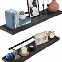 Lufia Floating Wall Shelves, Set of 2, MDF with Invisible Brackets, Modern Storage for Bedroom, Bathroom, Living Room, Kitchen (Black, 28" W x 7" D x 1.5" H​)