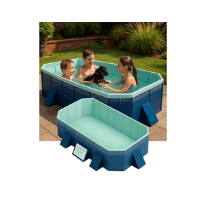 Foldable Swimming Pool for Kids Adults - Non-Inflatable Kiddie Pools for Backyard Garden Outdoor Folding Collapsible Above Ground Dog Pool 100" X 65" X 21"
