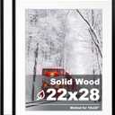Egofine 22x28 Solid Wood Poster Frames Matted for 18x24 Set of 2 Black - with Acrylic Plexiglass Front, Hanging Picture Frames Vertically or Horizontally