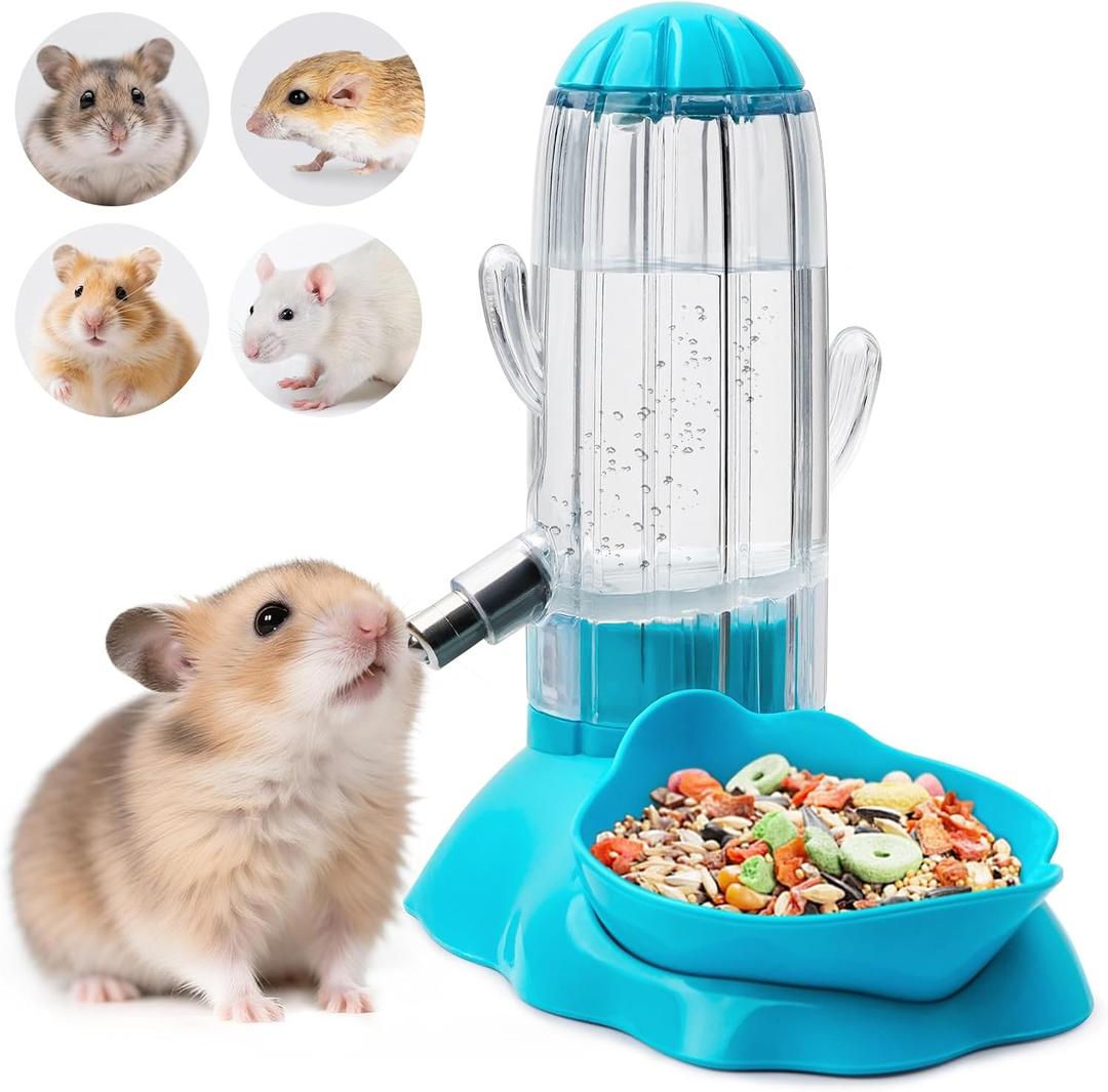 VANNON 2-in-1 Hamster Water Bottle & Food Feeder, 4.6oz/130ml Top-Fill Small Animal Cage Water Dispenser & Food Dish, BPA-Free, Anti-Leak for Hamster, Gerbil, Mouse