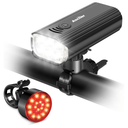 Ascher USB Rechargeable Bike Light Front and Back, Super Bright 1000 Lumens Bicycle Headlight and Compact Tail Light, 4 Light Modes, Large Capacity Battery Bike Lights for Night Riding Road Mountain