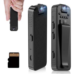 Mini Body Camera with 64GB Memory Card,Premium Portable 1080P Small Body Camera with Night Vision and Motion Detection Wearable for Office, Law Enforcement, Security Guard (64GB)
