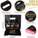 SilTriangle 50 Pack Employee Appreciation Gift Bags Black Thank You Bags for Small Business 10 x 8 Inch Plastic Shopping Packaging with Handle for Christmas Coworker Teacher Boutique Merchandise Gifts