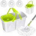MASTERTOP Spin Mop Cleaning System, Mop and Bucket with Wringer Set for Floor Cleaning, Separate Clean and Dirty Water, Small Spinning Mop with 3 Washable Microfiber Mop Pads