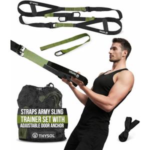THYSOL Resistance Trainer Pro Xtreme Straps Army | Sling Trainer Set with Adjustable Door Anchor | Fitness Home Workouts - Suitable for Travelling & for Training Indoor & Outdoor