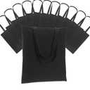 Canvas Tote Bag - Lightweight Tote Bags Bulk Thin Blank Shopping Reusable Grocery Bags for DIY Gift Sublimation Activity - Black 6 Pack