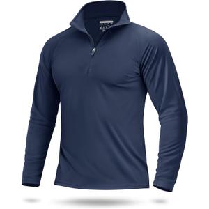 Boladeci Men's UPF 50+ Sun Shirts 1/4 Zip Long Sleeve SPF UV Protection Lightweight Quick Dry Quarter Zip Golf Shirts (X-Large, Navy)