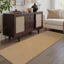 Uphome Kitchen Runner Rug, 2x6 Washable Boho Rug Runners for Hallways Non Slip, 6ft Low Pile Woven Cotton Modern Carpet Runners, Stain Resistant Bedroom Runner Rug for Hallway Entryway, Natural