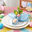 APTWOW Easter Napkin Rings Set of 6 - Farmhouse Eggs Napkin Holder, Spring Eucalyptus Leaf Napkin Rings for Holiday Birthday Wedding Party Banquet Easter Table Decor