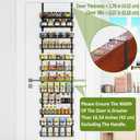 Churboro Over the Door Pantry Organizer Rack with 12 Adjustable Baskets, 12 Tiers Dual-use Spice Rack- Hanging or Wall Mount Spice Rack, Pantry Door Organizer, Black