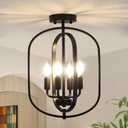 Black Semi Flush Mount Ceiling Light Fixture, Modern Close to Ceiling Light Fixtures Ceiling Mount, Dimmable Foyer Kitchen Lighting Fixtures Ceiling Lights for Bedroom, Hallway, Laundry Room, Entryway